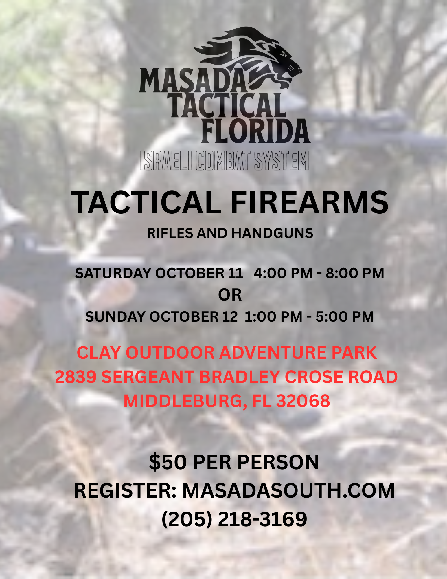Tactical Firearms Rifles & Handguns: Sat. Oct 11 OR Sun. Oct 12!